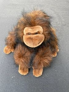 Vtg. Fine Toy Long Haired Brown Plush Gorilla